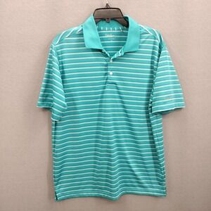 Walter Hagen Essentials Men's Golf Polo Shirt Teal Stripes Short Sleeve Size M